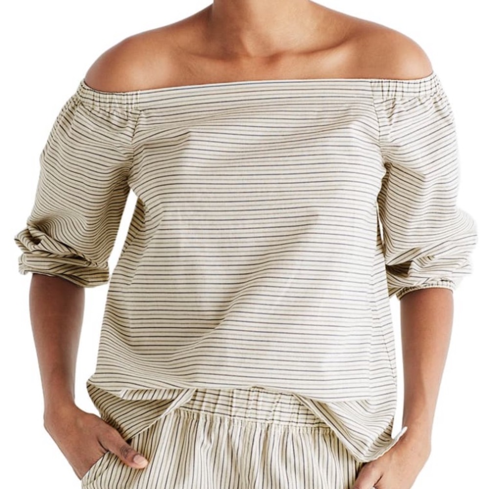 Madewell Jardin striped off-the-shoulder top